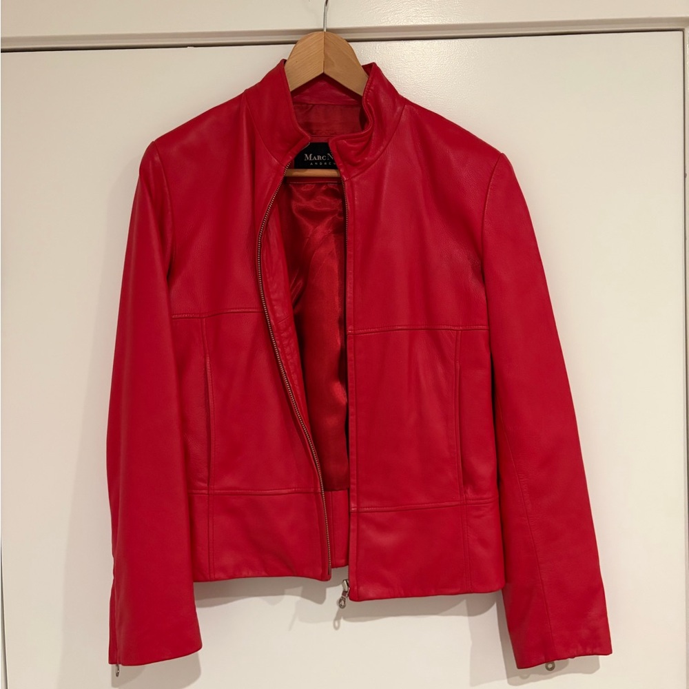 MarcNewYork Vibrant Red Leather Jacket